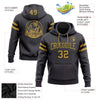 Custom Stitched Steel Gray Old Gold-Black Football Pullover Sweatshirt Hoodie