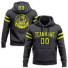 Custom Stitched Steel Gray Neon Yellow-Black Football Pullover Sweatshirt Hoodie