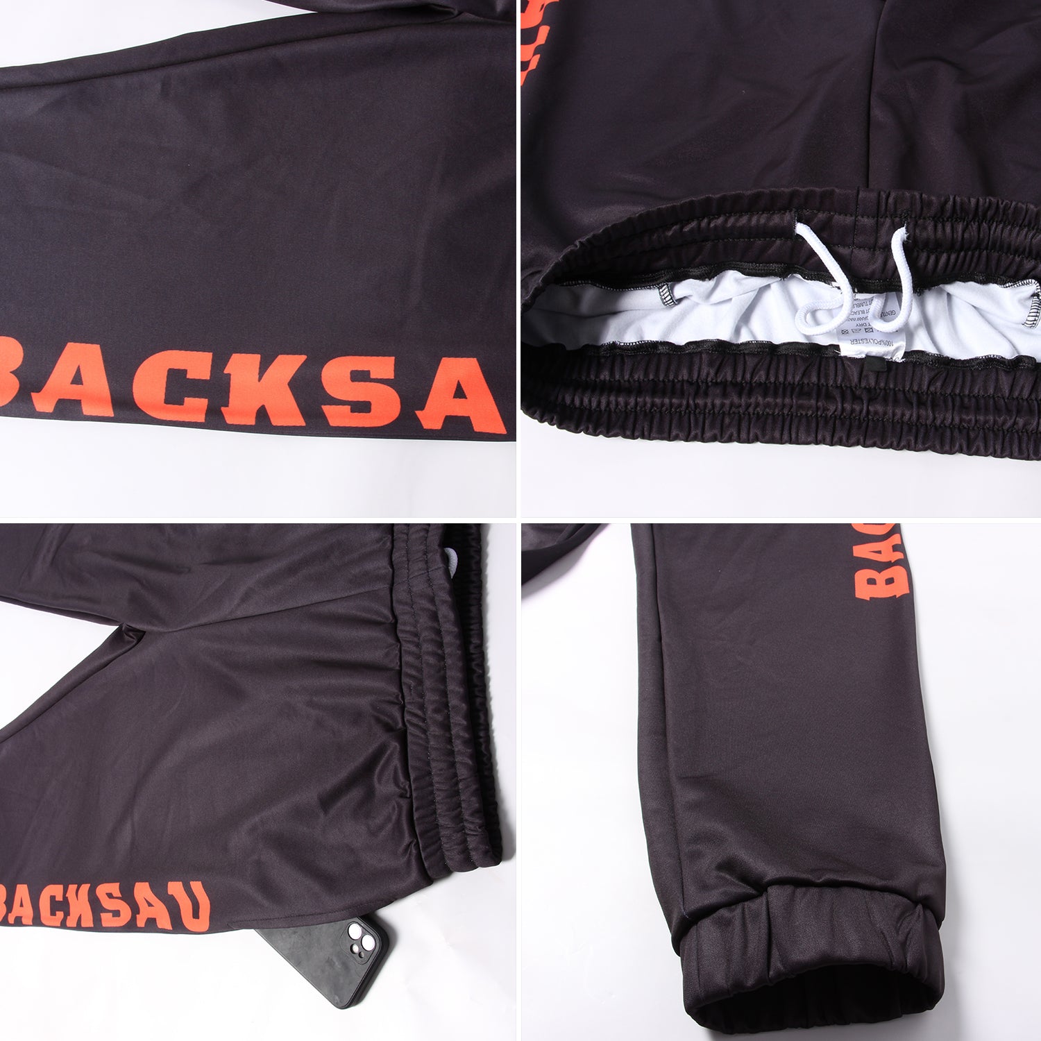 Custom Black Orange Fleece Jogger Sweatpants