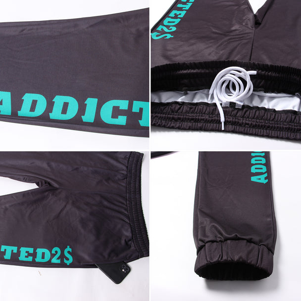 Custom Black Kelly Green Fleece Jogger Sweatpants