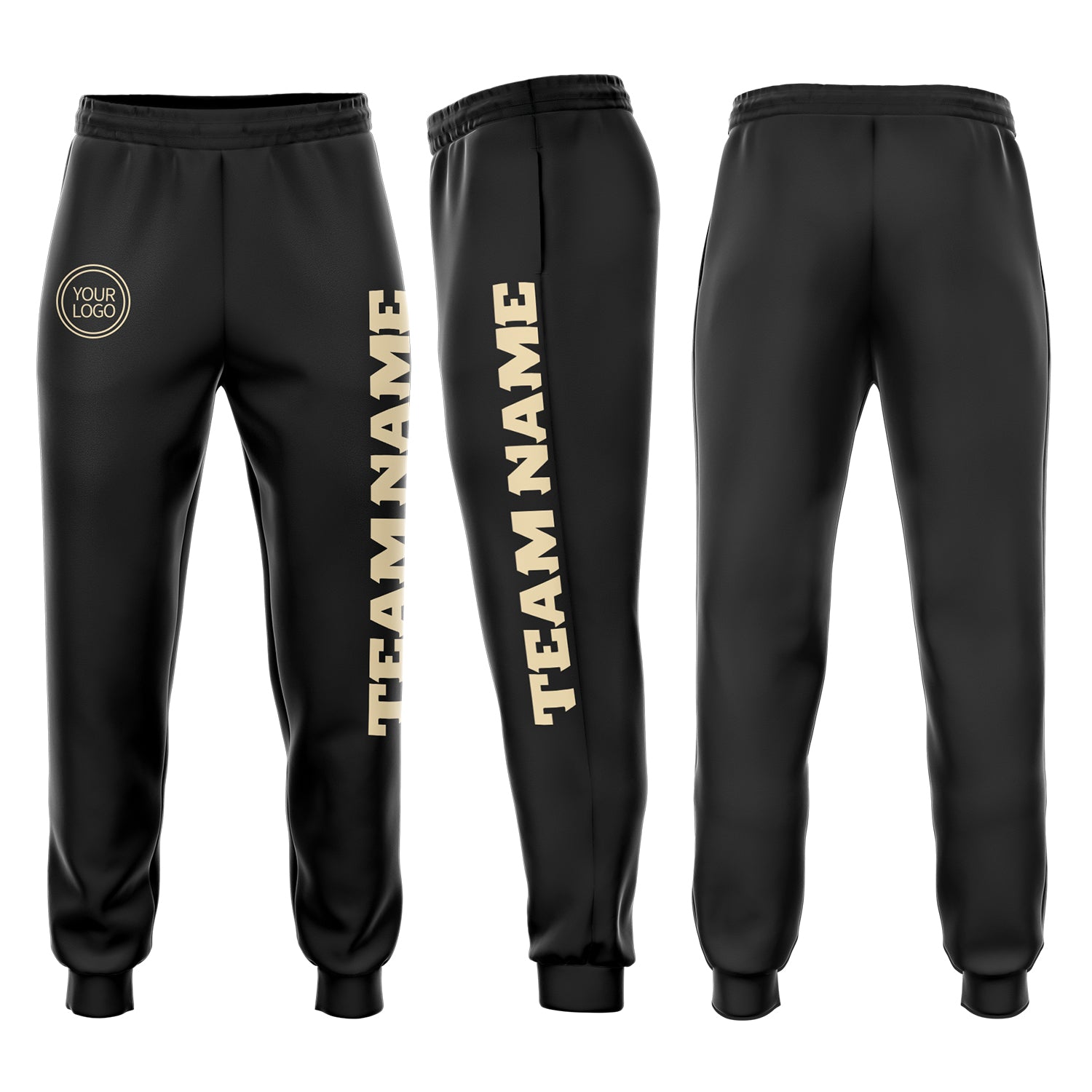 Custom Black Cream Fleece Jogger Sweatpants