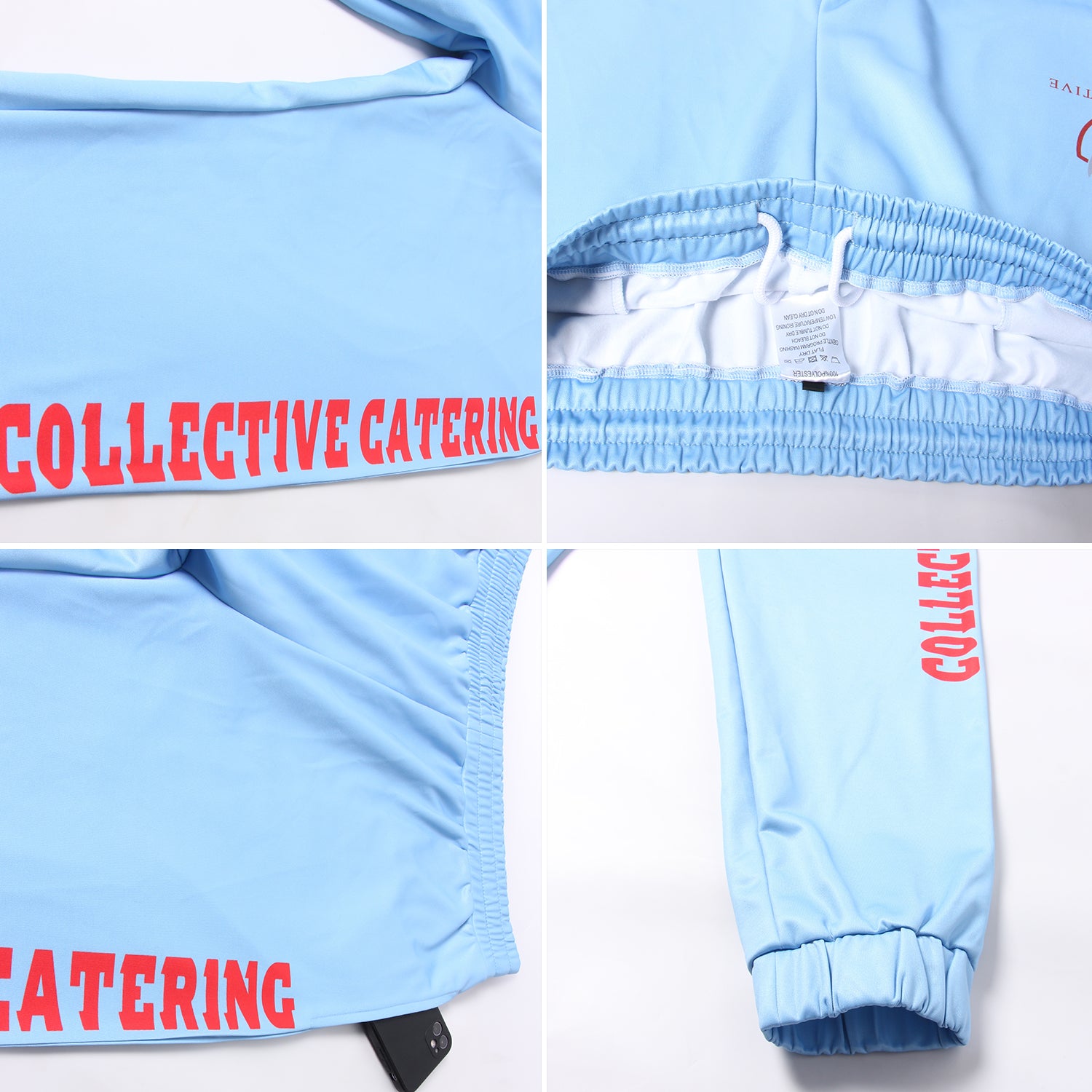 Custom Light Blue Red Fleece Jogger Sweatpants