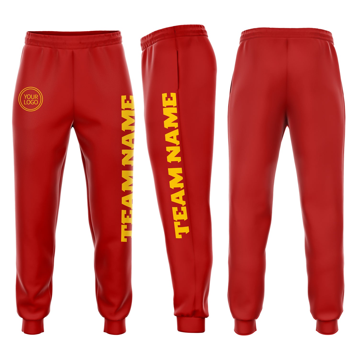 Custom Red Gold Fleece Jogger Sweatpants