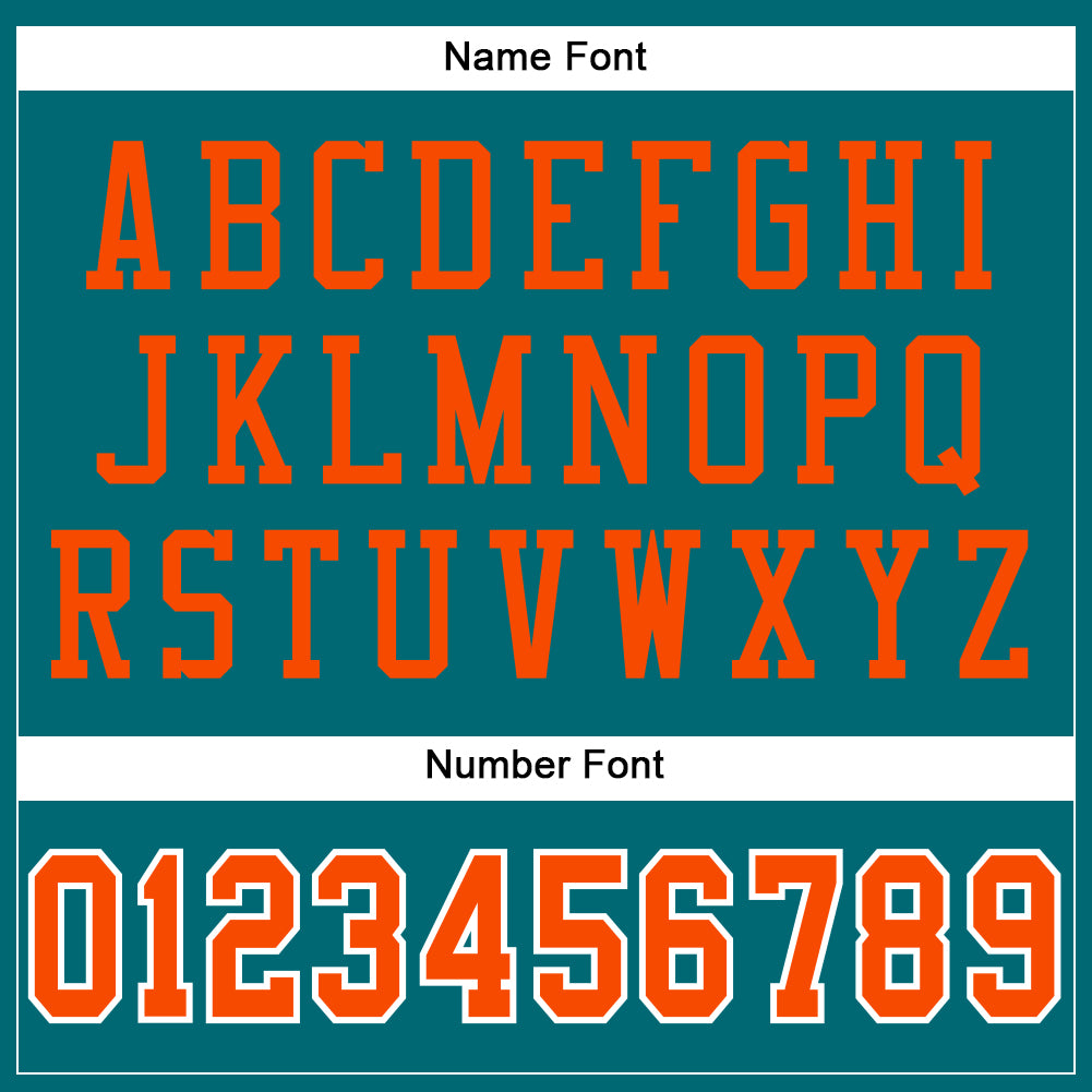 Custom Teal Orange-White Mesh Authentic Football Jersey