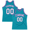 Custom Teal White-Purple Authentic Throwback Basketball Jersey