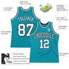 Custom Teal White-Black Authentic Throwback Basketball Jersey