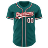 Custom Teal White-Red Authentic Baseball Jersey