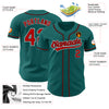 Custom Teal Red-Black Authentic Baseball Jersey