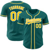 Custom Teal Gold-White Authentic Baseball Jersey