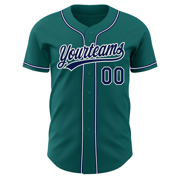 Custom Teal Navy-White Classic Style Authentic Baseball Jersey