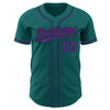 Custom Teal Purple-Black Authentic Baseball Jersey