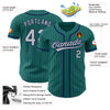 Custom Teal Gray Pinstripe Gray-Navy Authentic Baseball Jersey