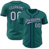 Custom Teal Gray Pinstripe Gray-Navy Authentic Baseball Jersey