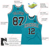 Custom Teal Black Pinstripe Black-White Authentic Basketball Jersey