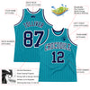 Custom Teal Navy Pinstripe Navy-White Authentic Basketball Jersey