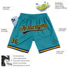 Custom Teal Navy-Gold Authentic Throwback Basketball Shorts