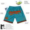 Custom Teal Orange-Black Authentic Throwback Basketball Shorts