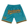 Custom Teal Old Gold-Black Authentic Throwback Basketball Shorts