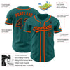 Custom Teal Black Pinstripe Orange Authentic Baseball Jersey