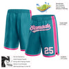 Custom Teal White-Pink Authentic Basketball Shorts