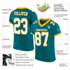 Custom Teal White-Gold Mesh Authentic Football Jersey