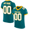 Custom Teal White-Gold Mesh Authentic Football Jersey