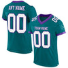 Custom Teal White-Purple Mesh Authentic Football Jersey