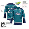 Custom Teal Gray-Navy Hockey Lace Neck Jersey