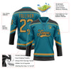 Custom Teal Old Gold-Black Hockey Lace Neck Jersey