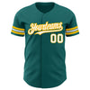 Custom Teal White-Gold Authentic Baseball Jersey