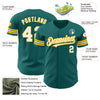 Custom Teal White-Gold Authentic Baseball Jersey