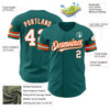 Custom Teal White-Orange Authentic Baseball Jersey