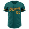 Custom Teal Old Gold-Black Authentic Baseball Jersey