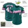 Custom Teal White-Pink Authentic Baseball Jersey