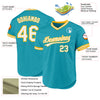 Custom Teal White-Gold Authentic Throwback Baseball Jersey