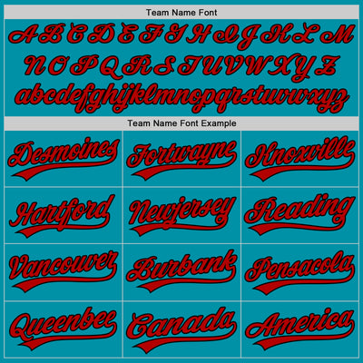 Custom Teal Red-Black Authentic Throwback Baseball Jersey