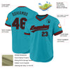 Custom Teal Black-Red Authentic Throwback Baseball Jersey