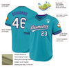 Custom Teal Black-Purple Authentic Throwback Baseball Jersey