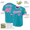 Custom Teal Pink-White Authentic Throwback Baseball Jersey