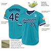 Custom Teal Navy-White Authentic Throwback Baseball Jersey