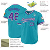 Custom Teal Purple-Gray Authentic Throwback Baseball Jersey