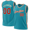 Custom Teal Red-Cream Authentic Throwback Basketball Jersey