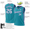 Custom Teal White-Purple Authentic Throwback Basketball Jersey