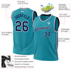 Custom Teal Navy-White Authentic Throwback Basketball Jersey