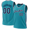 Custom Teal Navy-White Authentic Throwback Basketball Jersey