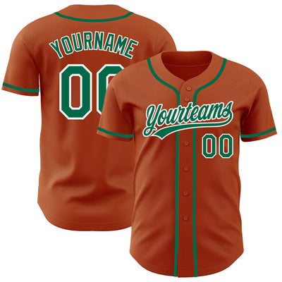 Custom Texas Orange Kelly Green-White Authentic Baseball Jersey