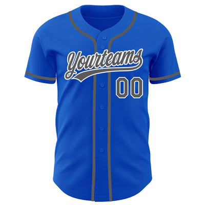 Custom Thunder Blue Steel Gray-White Authentic Baseball Jersey