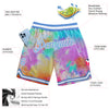 Custom Tie Dye Light Blue-White 3D Authentic Basketball Shorts