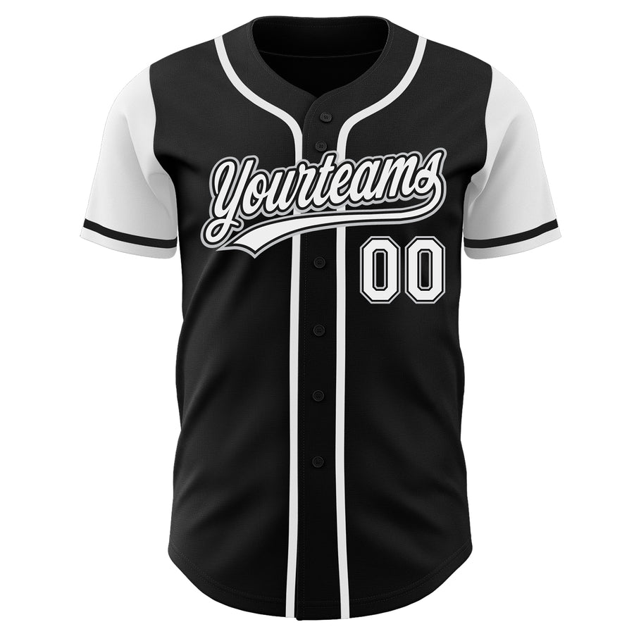 Custom Black White-Gray Authentic Two Tone Baseball Jersey