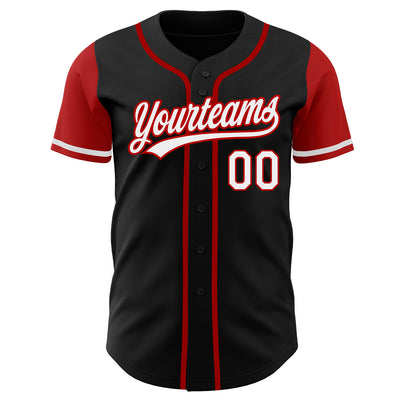 Custom Black White-Red Authentic Two Tone Baseball Jersey